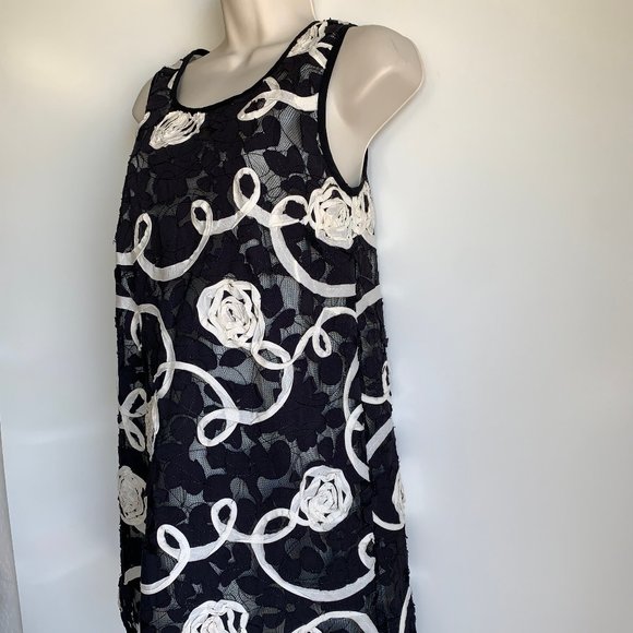 Debra Rodman Sleeveless Black Ivory Overlay Dress - Picture 3 of 8
